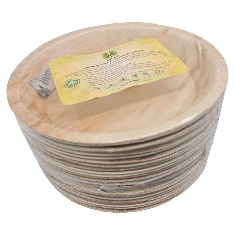 Disposable Palm Leaf Plate 8″ Round Pack Of 25 | Eco-Friendly Plates ...