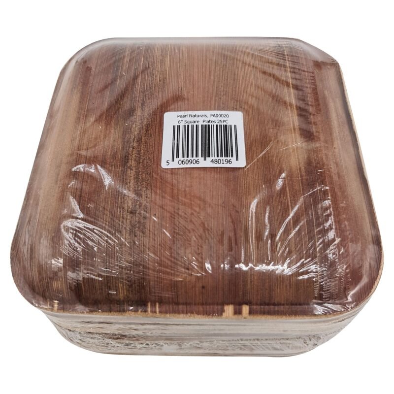 Disposable Palm Leaf Plate 6" Square Pack of 25 | Eco-Friendly Plates | Pearl Naturals - Image 2