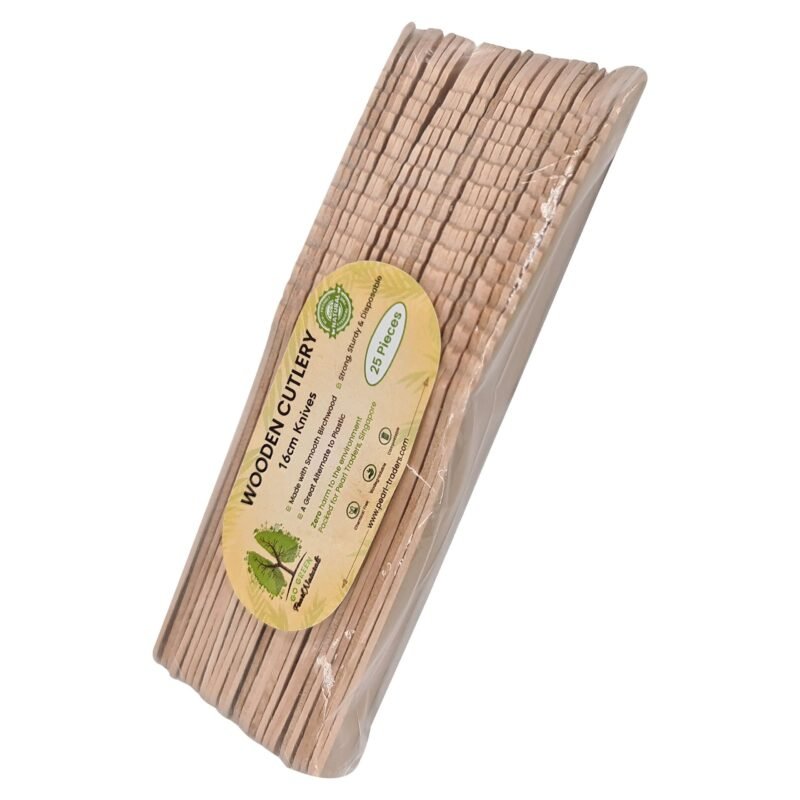 Disposable Wooden Cutlery Knife 16cm Pack of 25 | Eco-Friendly Cutleries | Pearl Naturals - Image 2