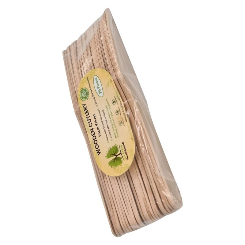 Disposable Wooden Cutlery Knife 16cm Pack of 25 | Eco-Friendly Cutleries | Pearl Naturals - Image 3