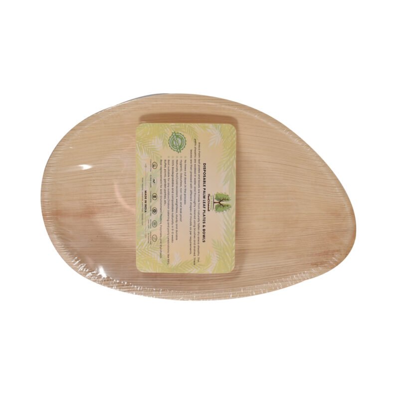 Disposable Palm Leaf Plates 10"x6" Oval Tray Pack of 25 | Eco-Friendly Plates | Pearl Naturals - Image 2