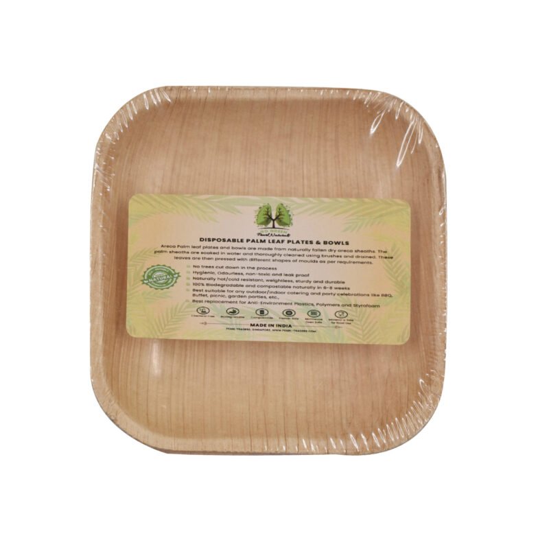 Disposable Palm Leaf Plates  4.5" Square Plate Pack of 25 | Eco-Friendly Plates | Pearl Naturals - Image 3