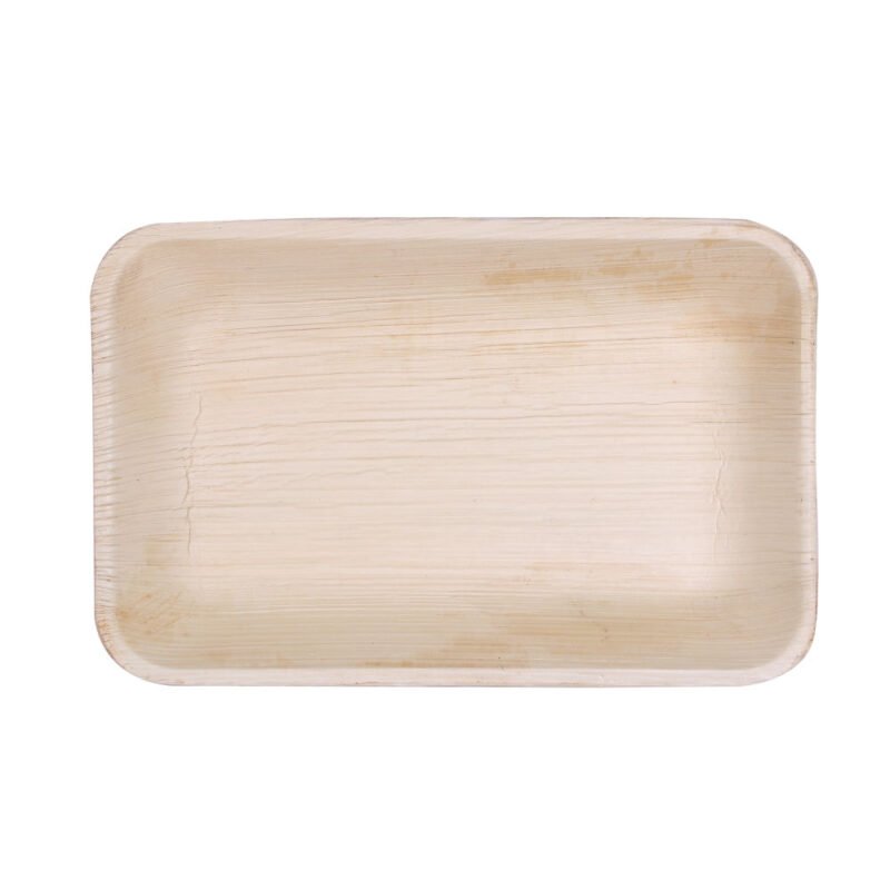 Disposable Palm Leaf Plates 13" x 10.5" Rectangle Tray  Pack of 10 | Eco-Friendly Plates | Pearl Naturals