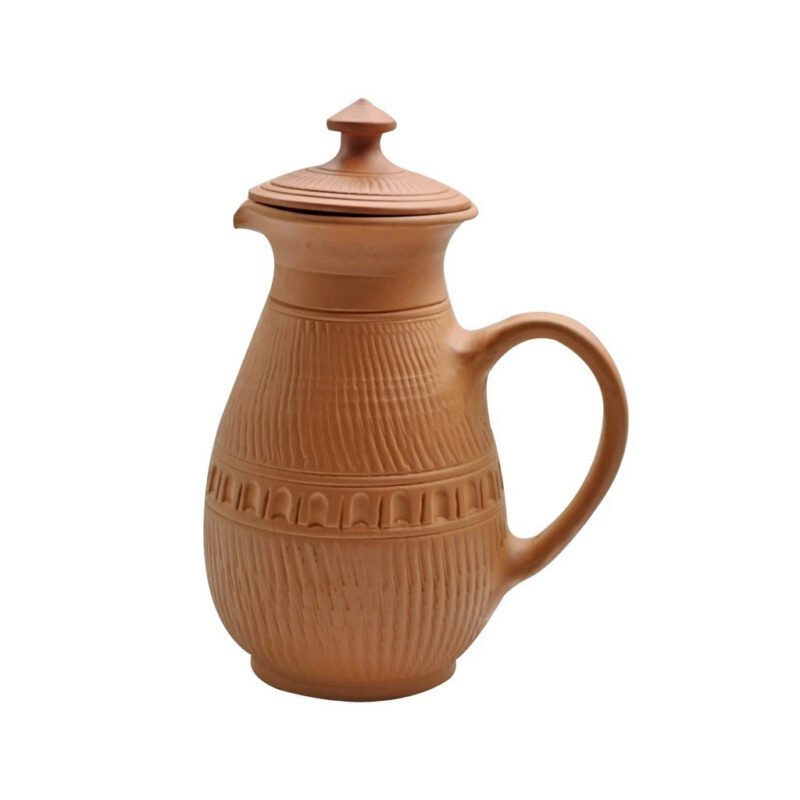 Traditional Handcrafted Terracotta Jug Non Glazed Pitcher | Artisan-Made Natural Baked Clay