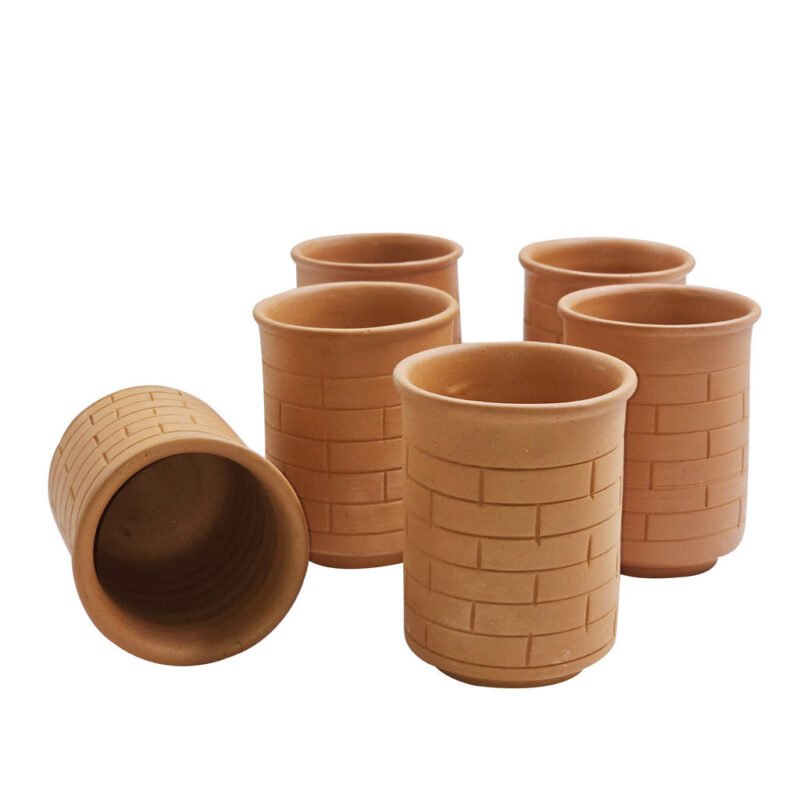 Traditional Handcrafted Terracotta Glass / Clay Earthen Glasses for Drinking Water (Pack of 2 or 6)