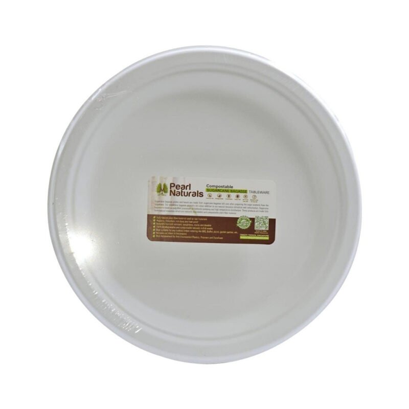 Disposable Sugarcane Bagasse  8.86" Round Plate Pack of 25/ Wholesale 25pcs | Pearl Naturals