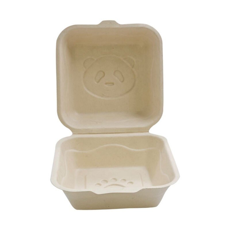 Disposable Sugarcane Bagasse 6-inch Panda Box Takeaway Food Container Pack of 25 / Wholesale 50pcs | Pearl Naturals - Image 7