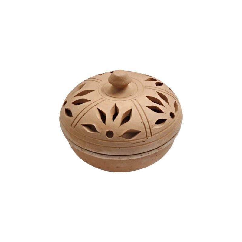 Traditional Handcrafted Earthen Clay Sambrani Incense Pot / Aroma Holder | Artisan-Made Natural Baked Clay