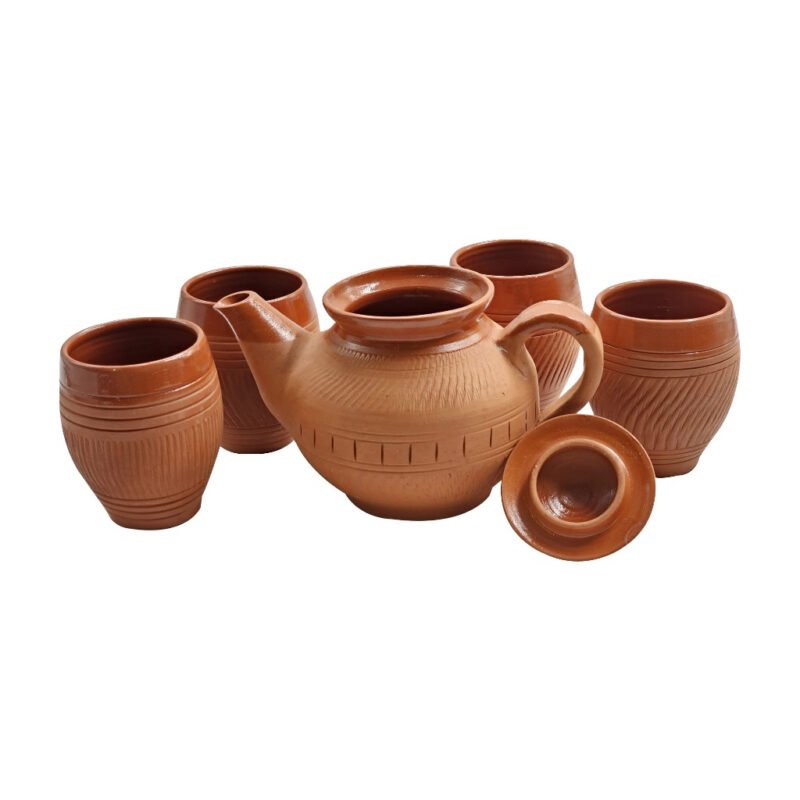 Premium Handcrafted Terracotta Clay Teapot Kettle Set - Glaze Variant | Artisan-Made Natural Baked Clay Serveware - Image 4