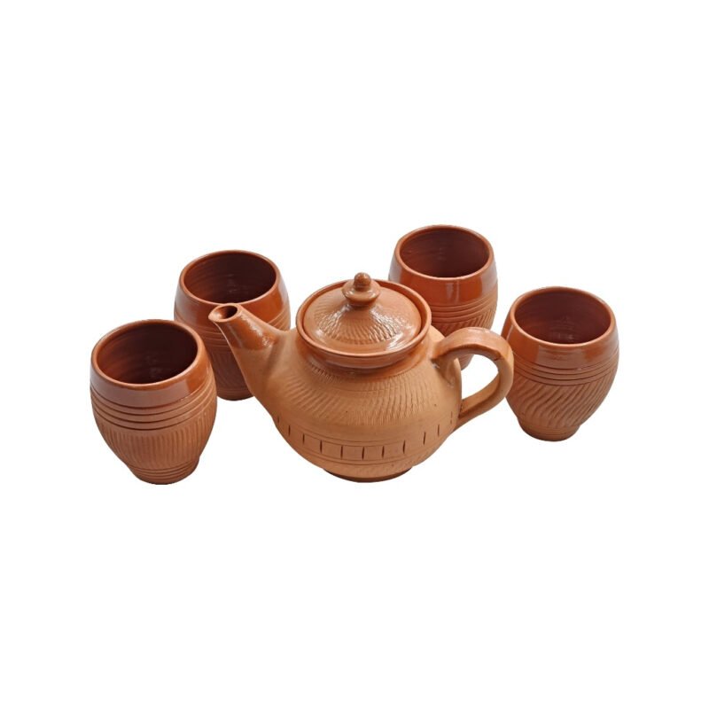 Premium Handcrafted Terracotta Clay Teapot Kettle Set - Glaze Variant | Artisan-Made Natural Baked Clay Serveware - Image 3