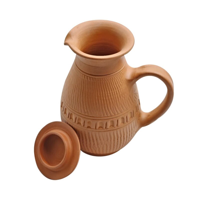 Traditional Handcrafted Terracotta Jug Non Glazed Pitcher | Artisan-Made Natural Baked Clay - Image 4