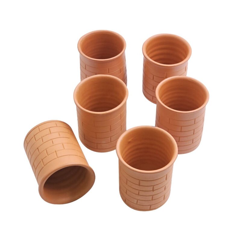 Traditional Handcrafted Terracotta Glass / Clay Earthen Glasses for Drinking Water (Pack of 2 or 6) - Image 2