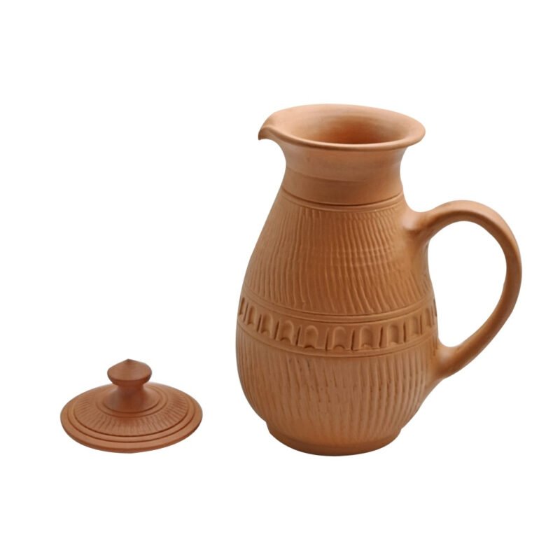 Traditional Handcrafted Terracotta Jug Non Glazed Pitcher | Artisan-Made Natural Baked Clay - Image 2