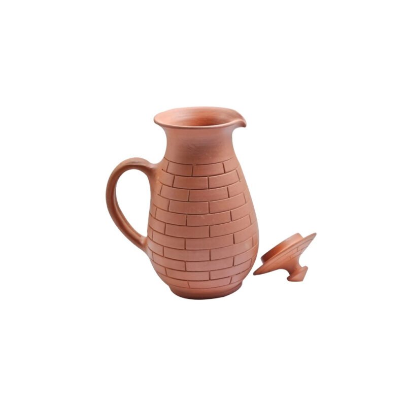 Premium Handcrafted Terracotta Jug Non-Glazed Brick Pattern Pitcher | Artisan-Made Natural Baked Clay - Image 5