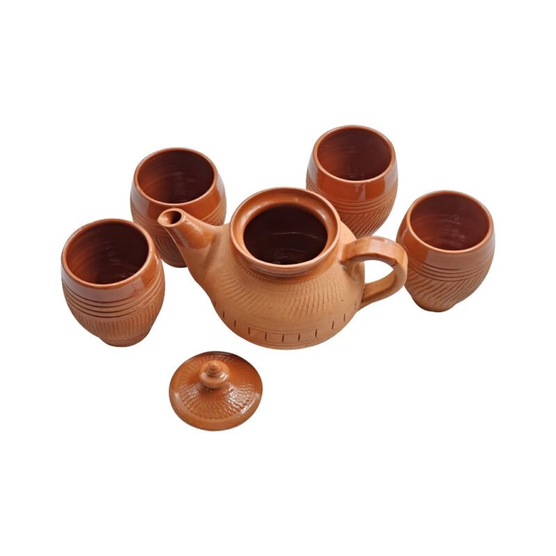 Premium Handcrafted Terracotta Clay Teapot Kettle Set - Glaze Variant | Artisan-Made Natural Baked Clay Serveware - Image 5